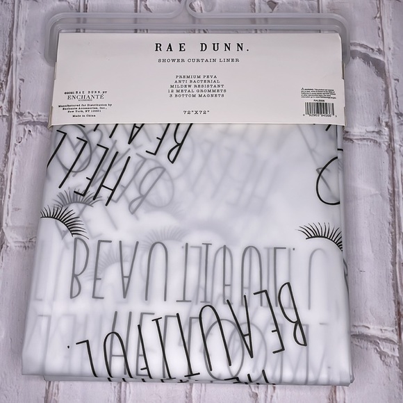 Rae Dunn HELLO BEAUTIFUL Shower Curtain Liner - Picture 6 of 7